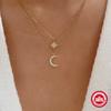 S925 Sterling Silver Double-Layer Stacked Star Star Moon Diamond Women'S Necklace Collarbone Chain Commuting Worry-Free Match