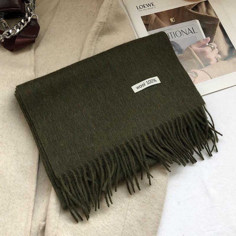 Ladies Wool 100% Australian Pure Wool Scarf Women Long Fringed Warm Cashmere Shawl Winter Thik Warm Knitted Neck Scarf Wrap