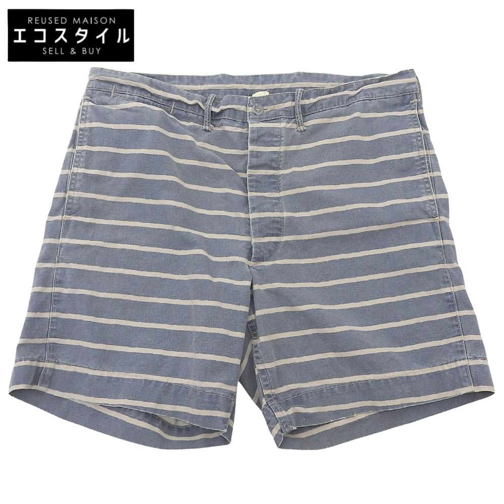 

RRL Вощеные Полосатые Потертые Джинсовые Шорты, Синий, Размер 32, Мужские Брюки Брюки 32 синийПодержанный