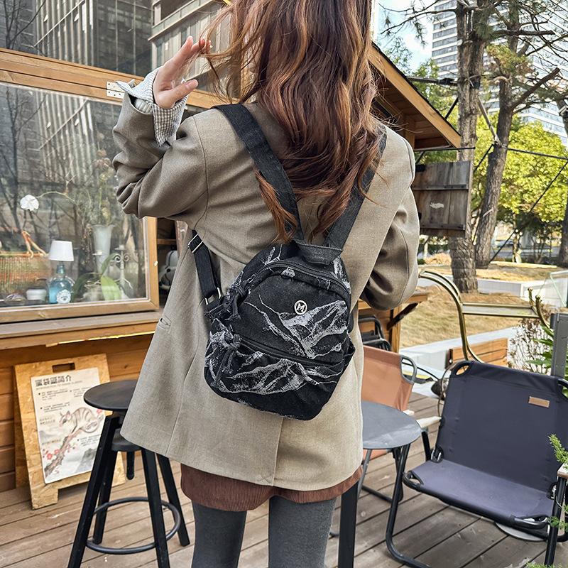 Schoolbag Japanese washed denim backpack Female Mori retro versatile college student schoolbag literary style versatile casual backpack
