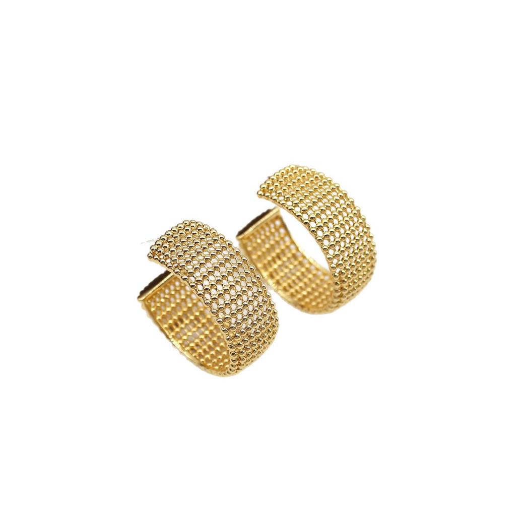 Elegant Hollow Mesh Stud Earrings: High-End Luxury & Unique Design for Women