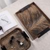 Walnut Wood Tray With Horsehair Padding Decorative Serving Living Room Entryway Storage Gift