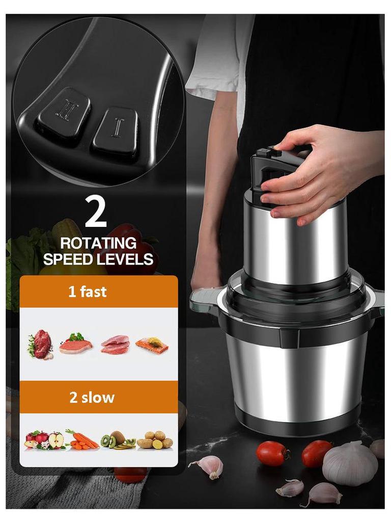 Multifunctional 4L Stainless Steel Meat Grinder and Food Processor (110V/220V)