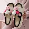 Fashion Cute Cow Thick Bottom Linen Slippers Women 2025 Winter Comfort Home Cotton Slippers Woman Flat Heels Non Slip Indoor Shoes Slide