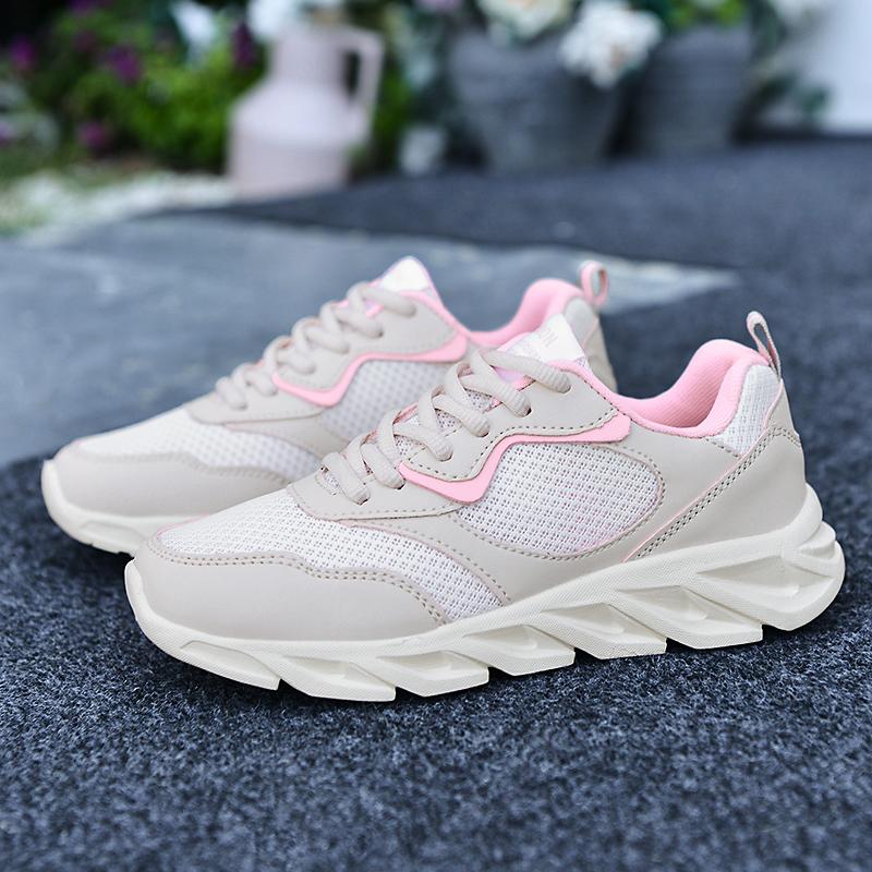 Womens Shoes Running Wear Resistant Casual Sports Tennis Female Sneakers Trendy Knitted Fly Weaving Running Shoes Gray Adults
