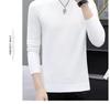 Men's Slim Fit Round Neck Sweater: Long Sleeve, Thin Pullover, Solid Color, Plus Velvet Knitwear for Autumn/Winter.