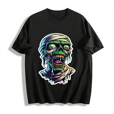 Horror Mummy Zombie Print Cool Dark Style Casual Short Sleeve T-Shirt Pure Cotton T-shirt