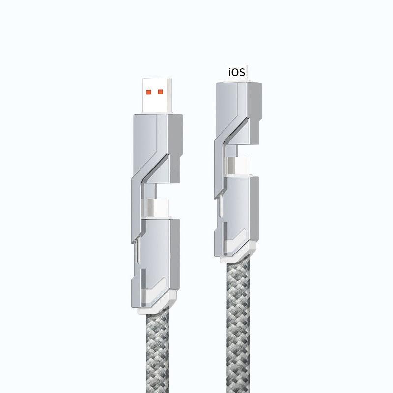 

Зарядный кабель «четыре в одном», сверхбыстрая зарядка 100 Вт, 6А, кабель для передачи данных One Drag Four, подходит для Apple Huawei PD с двойной головкой и четырьмя портами 1m белый