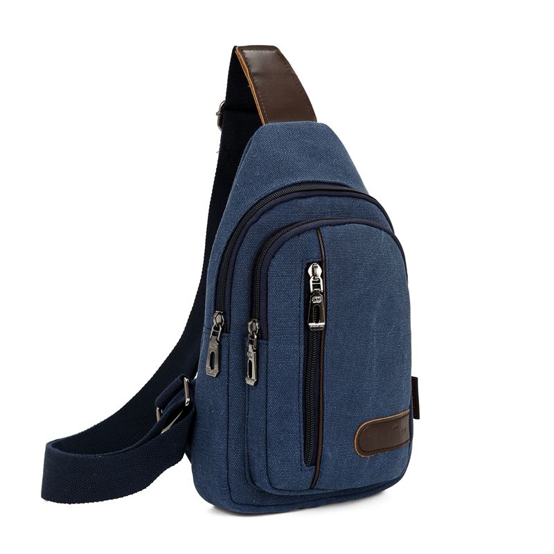 

New Arrival Men Canvas K-style Tide Crossbody Casual Chest Bag 8280 Blue