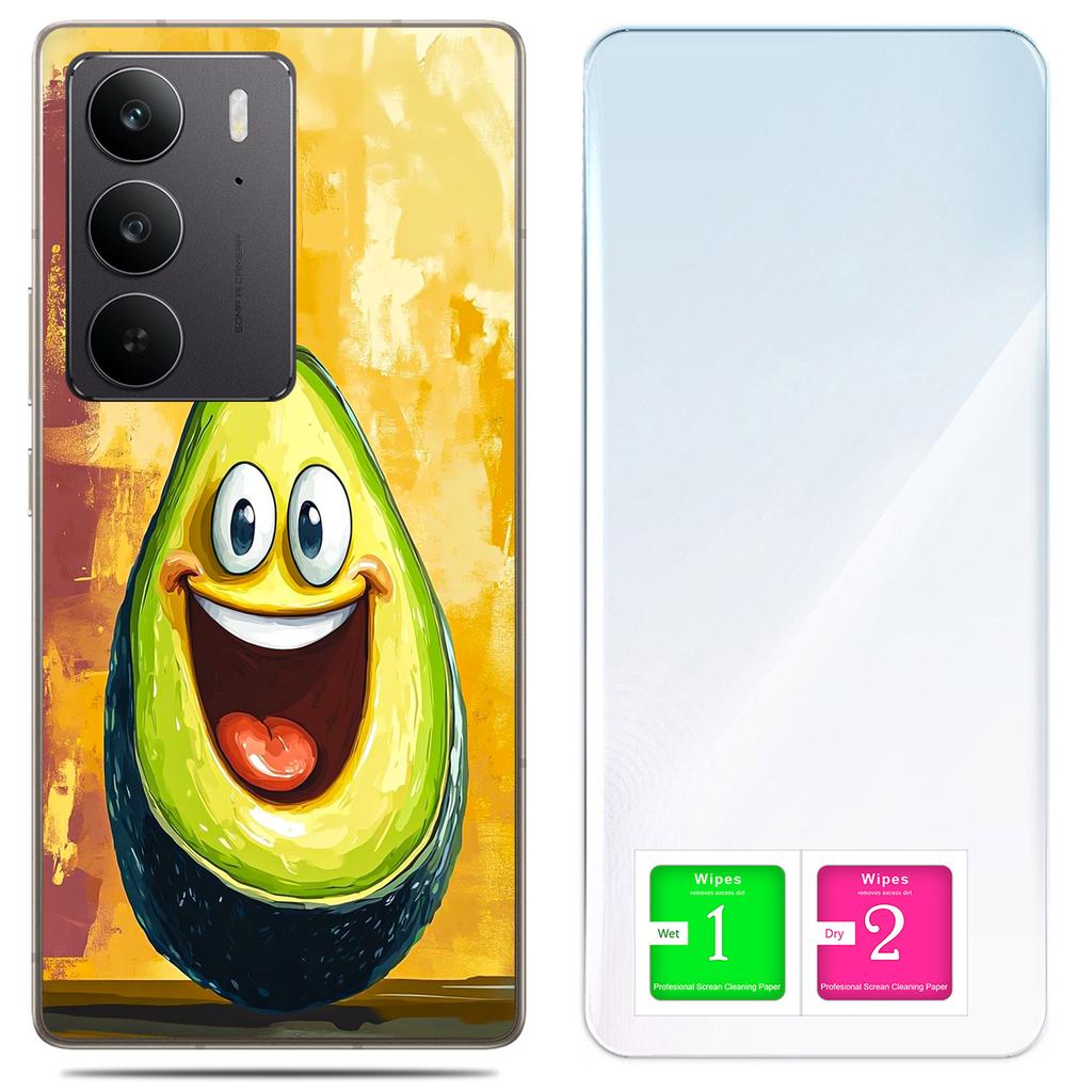 Etui Do Realme C75 / 14X 5G Obudowa Foto Case Plecki Awokado + Szkło 9H
