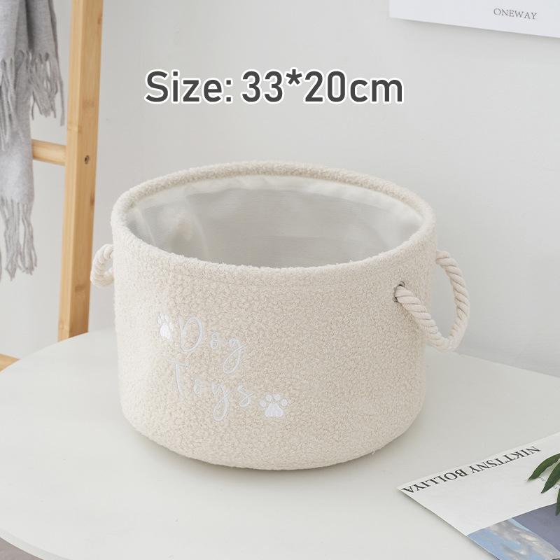 Cesto Porta Giocattoli per Cani in Peluche Pieghevole Scatola Porta Giocattoli per Cani con Manico Confortevole Adatto per Conservare Accessori Giocattoli per Animali Domestici