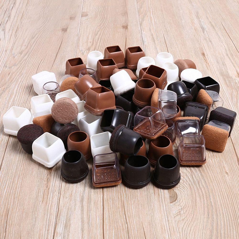 4PCS New TPE Table Leg Protector Covers Felt Floor Protectors Chair Foot Caps Non-Slip Circular Table Foot Pads Chair Leg