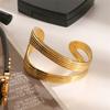  Waterproof 316L Stainless Steel Metal Round Bracelet Bangle Women Minimalist 18k Gold Color Texture Charm Jewelry
