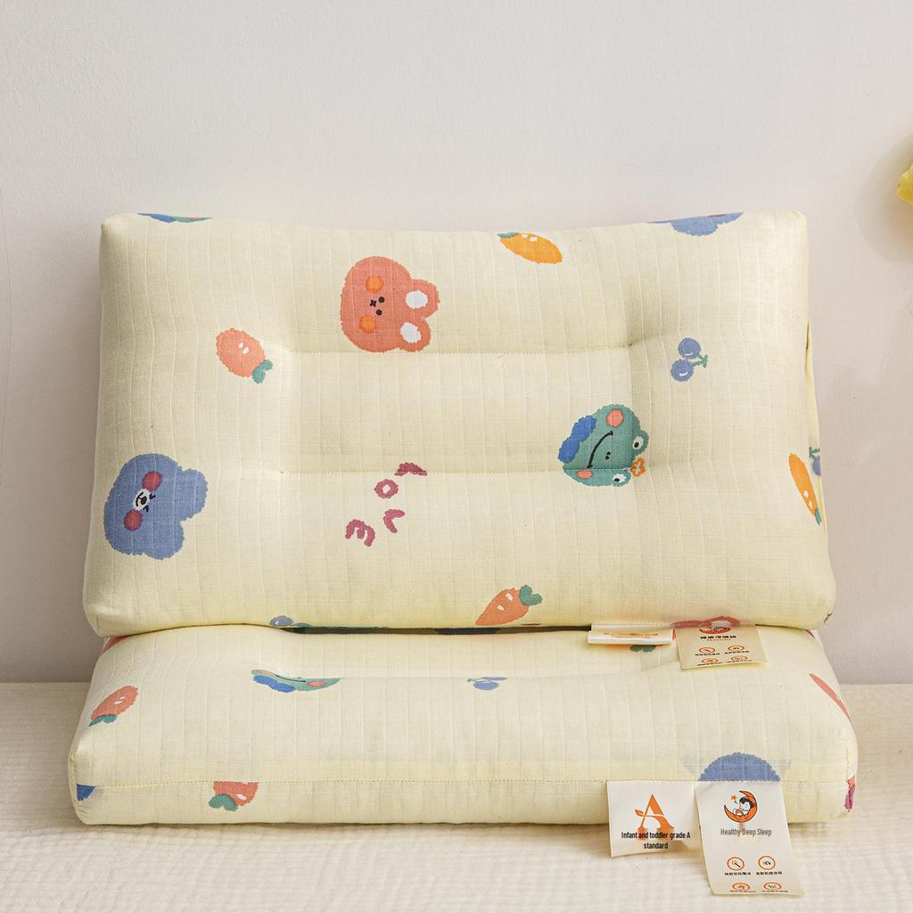 Children's Double Layer Cotton Cartoon Pillow, Ideal for Kindergarten Naps and Neck Support.