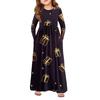 Girls' Maxi Dress - Long Sleeve Pocket Dress Christmas Day