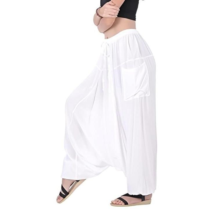 Women White Loose Baggy Pant Indian Party Wear Ethnic Boho Gypsy Harem Pants