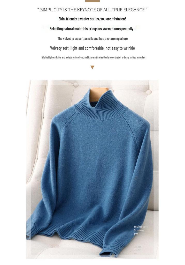 Women's Korean Style Stand Collar Knitted Sweater - Loose, Thick High Neck Pullover for Autumn & Winter