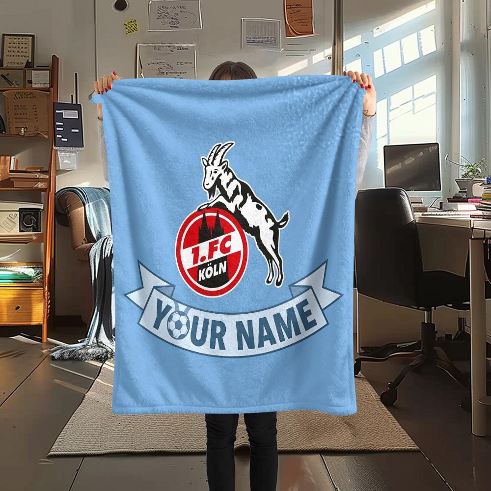 Custom Name 1.FC Köln Flannel Blanket, High quality Comfortable for All Seasons, Home Decor, Warmth and Comfort