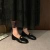 Sheepskin Version~ Extravagant French Camellia Round Head One-pedal Commuting Loafers Leather Flat-soled Single Shoes Small Leather Shoes