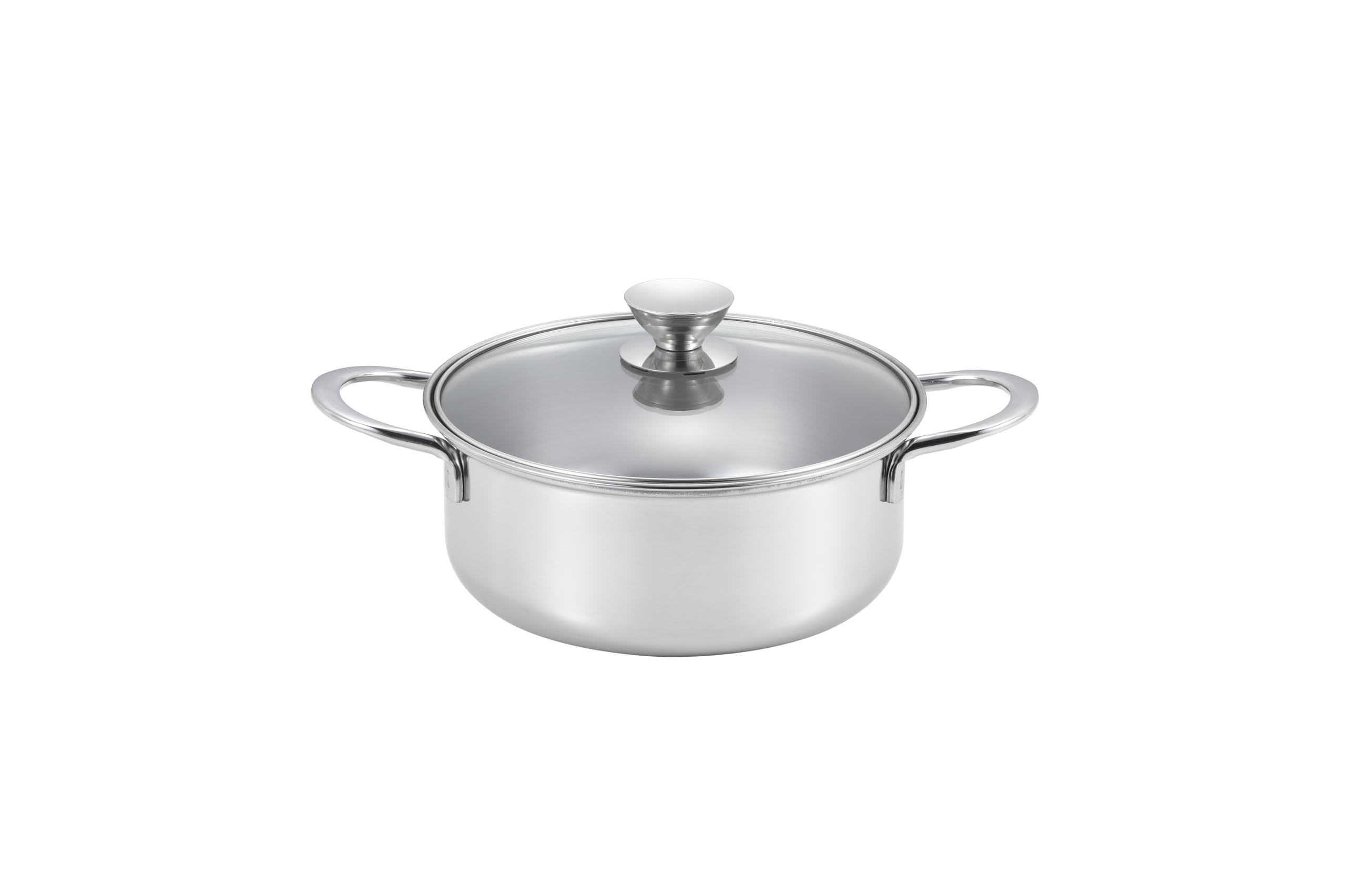 

Maruyama Lucente 20cm Pot with Glass Lid Induction and Gas Stove Stainless Made in 2.6L Double-Handled (LU-20R), Compatible, Steel, Japan,