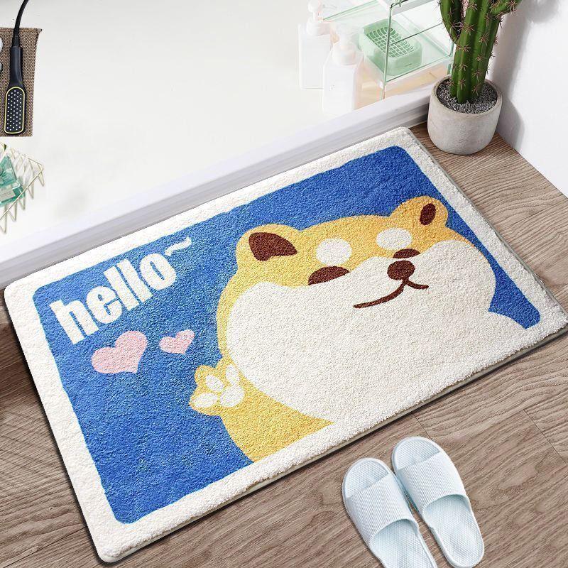 Cartoon Imitation Cashmere Floor Mat Bathroom Absorbent Toilet Door Entry Non-slip Mat Bedroom Carpet Door Mat Floor Mat Household
