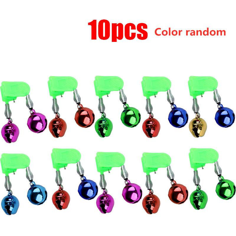 10 peças de clipe de sino de pesca de plástico alarme de vara de pesca com alarmes duplos