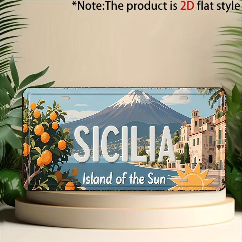 

Sicilia Island of the Sun Volcano Scenery Aluminum Tin Sign Wall Art Decor for Garage Bar Man Cave D Flat Printing Metal Poster 15x30cm(5.9x7.8inch)
