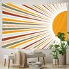 1 Vintage Boho Decor Sun And Moon Tapestry Retro Abstract Boho Wall Hanging Hippie Meditation 70S Rainbow Sunrise Sunset Bedroom