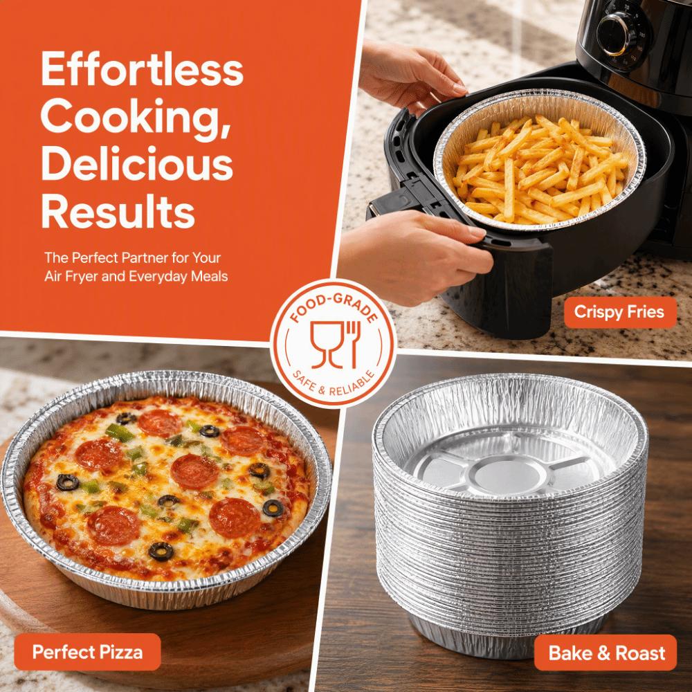 20PCS Aluminum Foil Air Fryer Foil Baking Pan Food Grade Air Fryer Cooking Container  Baking Cooking