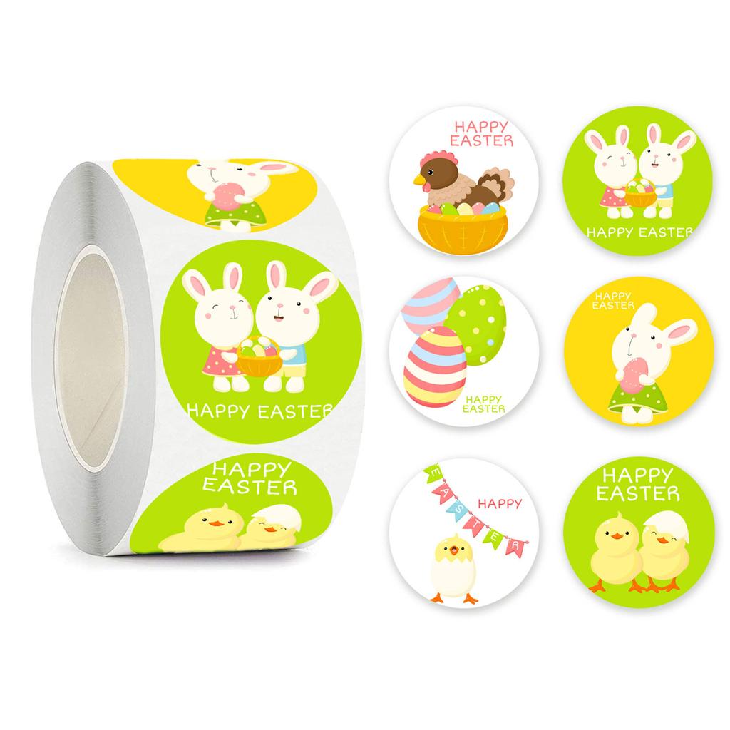 Cartoon Cute Seal Label Stickers for Easter Party Kid Gift Decors Tags- 6Patterns Easter Stickers Decal Party Supplies