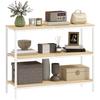 Entryway Console with 3 Open Shelves and Metal Legs for Hallway Entryway Living Room Bedroom Natural and White