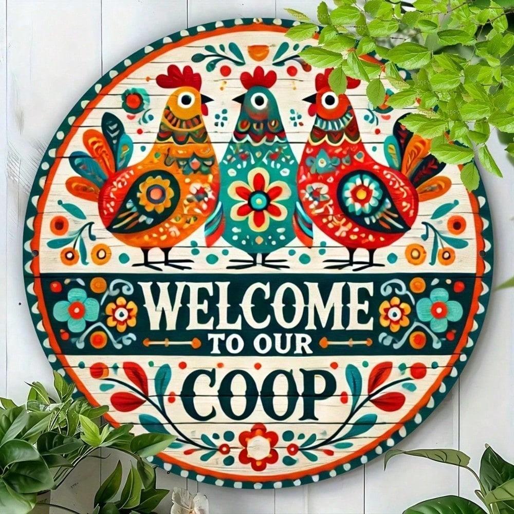 Retro Round Metal Sign for Shop Decor