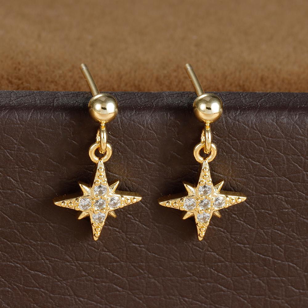 

Vintage Crystal Zirconia Stainless Steel Earrings for Women Fashion Star Pendant Ear Piercing Earring Bridal Wedding Jewelry