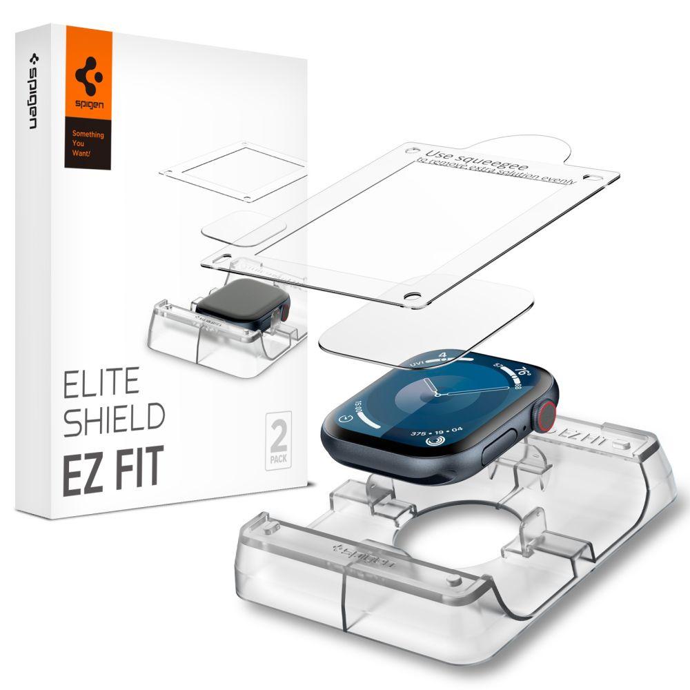 Spigen Elite Shield EZ FIT Hybrid Glass Screen Protector 2-Pack for Apple Watch Series 10 (46mm) - Clear