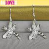 925 Sterling Sølv Dragonfly AAA Runde Zircon Drop øredobber smykker