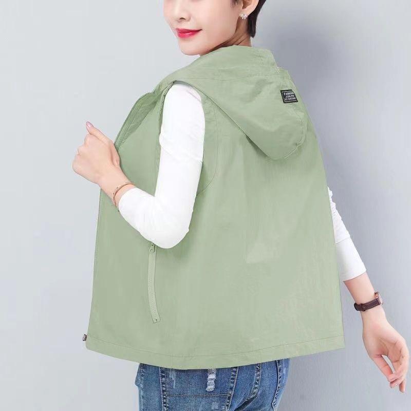 Spring, Summer and Autumn New Hooded Sleeveless Loose Fat Vest