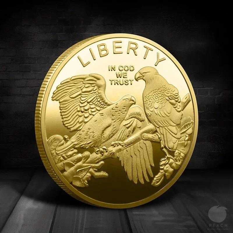 Souvenir Coin American Eagle of Liberty Commemorative Coin Double Eagle Lucky Gold Silver Coin Commemorative Medal