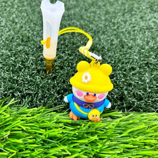 Kreslená kachna Držák na golfová odpaliště s provázkem proti ztrátě Průhledná plastová PVC odpaliště pro konzistentní odpaly Zábavné novinkové golfové příslušenství