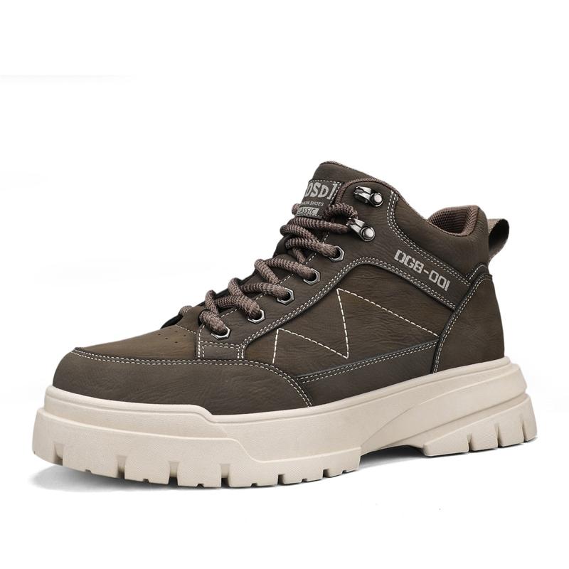 Mens High Top Boots Autumn Fashion Outdoor Anti Slip Casual Comfortable Work Boots Breathable Wear-Resistant Walking Shoes