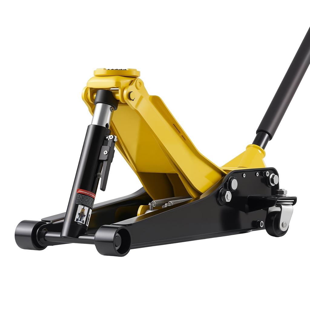 Low Profile Floor Jack, 3 Ton Capacity, Steel Racing Floor Jack with Dual Pistons Quick Lift Pump, Hydraulic Trolley Car Lift for Sports Cars, Sedans,