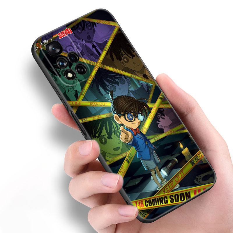 Anime Detective Conan Black Silicone Phone Case For Xiaomi POCO X3 X4 NFC F5 M3 M4 M6 X5 X6 Pro F3 F4 GT 5G C55 C65 M5