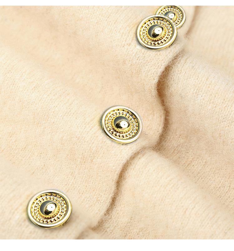 Women's Knitted Wool Cardigan with Round Neck and Small Horse Embroidery - 100% Pure Wool, New Autumn Collection.