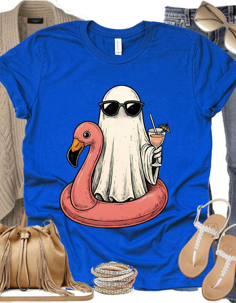 Chilling Ghost Tee - Unisex Jersey Short Sleeve T-Shirt for Summerween and Halloween Humor, Funny Ghost Lovers Apparel, Beach Wear, Vacation