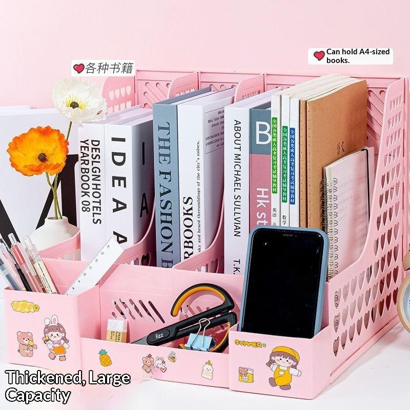 Multi-Layer A4 Document Holder Rack Pp Material Desk Organizer With Storage Box And Bookshelf For Office Supplies File Rack
