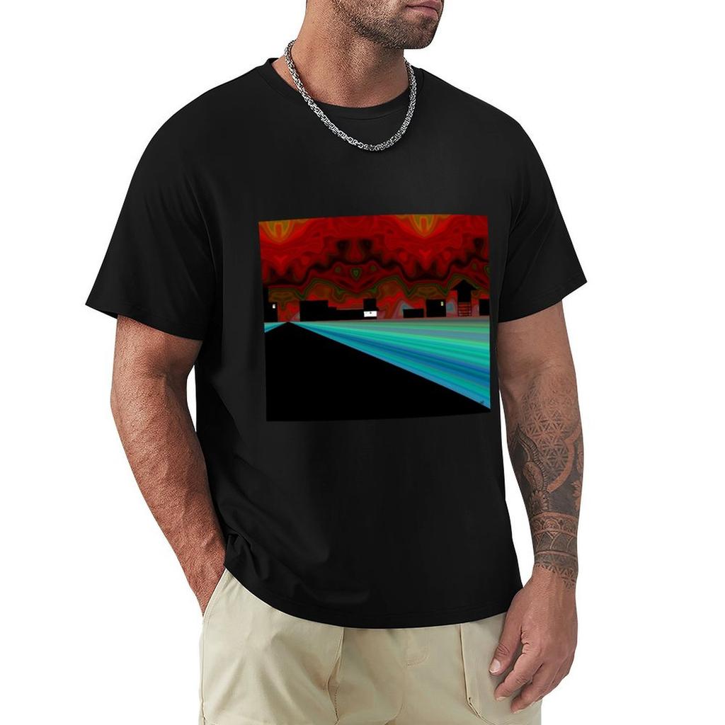 Troubled Sunset TShirt Plus Size Simple Casual Top