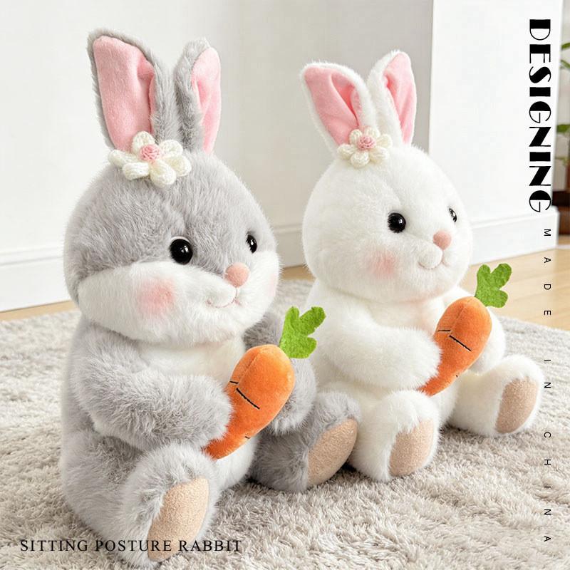 Plush Bunny Toy With Scarf And Carrot Design For Kids Gift Collection