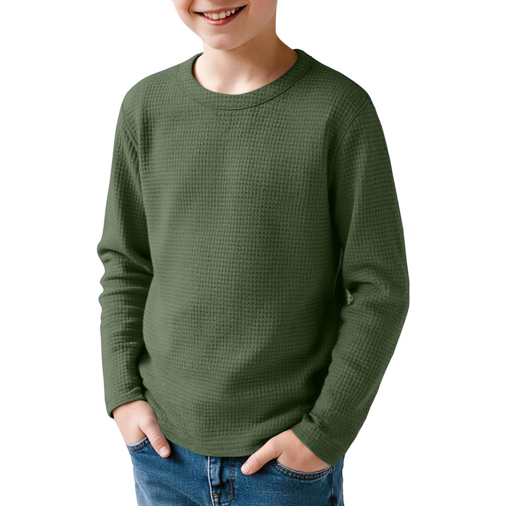 Kids Sweatshirt Boys Long Sleeve Shirts Soild Casual Pullover Shirt Outdoor Fall Clothes For Teen Boy