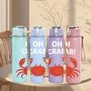 1PC Red Crab Cartoon Graphic 750ml Color Plastic Sports Water Bottle Leakproof Flip Straw Lid For Sports Office Home Use