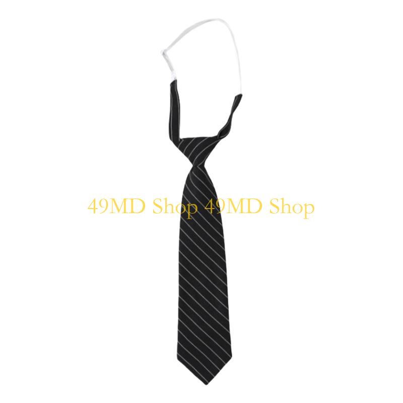 49MD Student Pre Tied Neck Ties Preepy Look Pretty Striped Tie Cravat Necktie Vintage Neck Wear Accessories