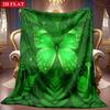 A 2D Green Butterfly Fern-themed Flannel Blanket with Soft High-definition Digital Printing, a Cooling Blanket Suitable for All Seasons! Soft and Brea